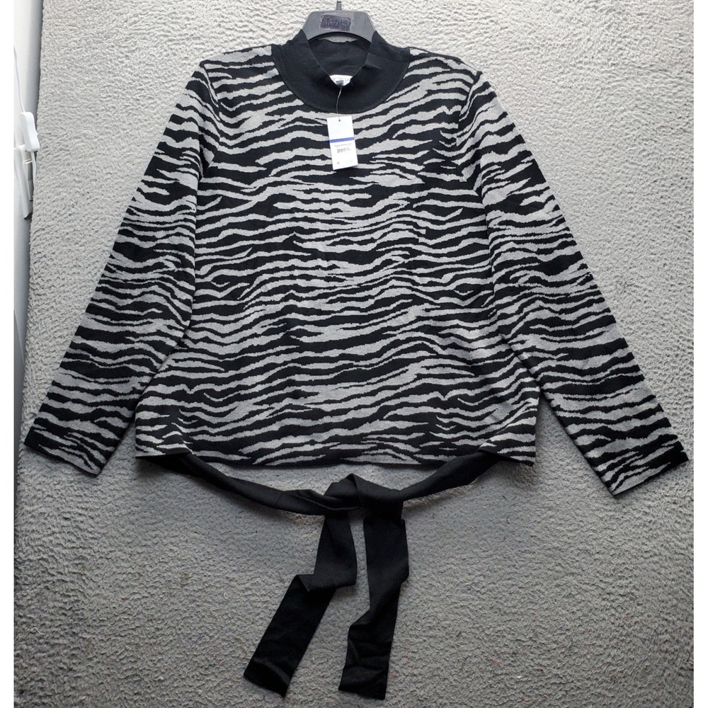 Sofia Jeans by Sofia Vergara Sweater Womens 4X Multi Zebra-Print Metallic Glitz